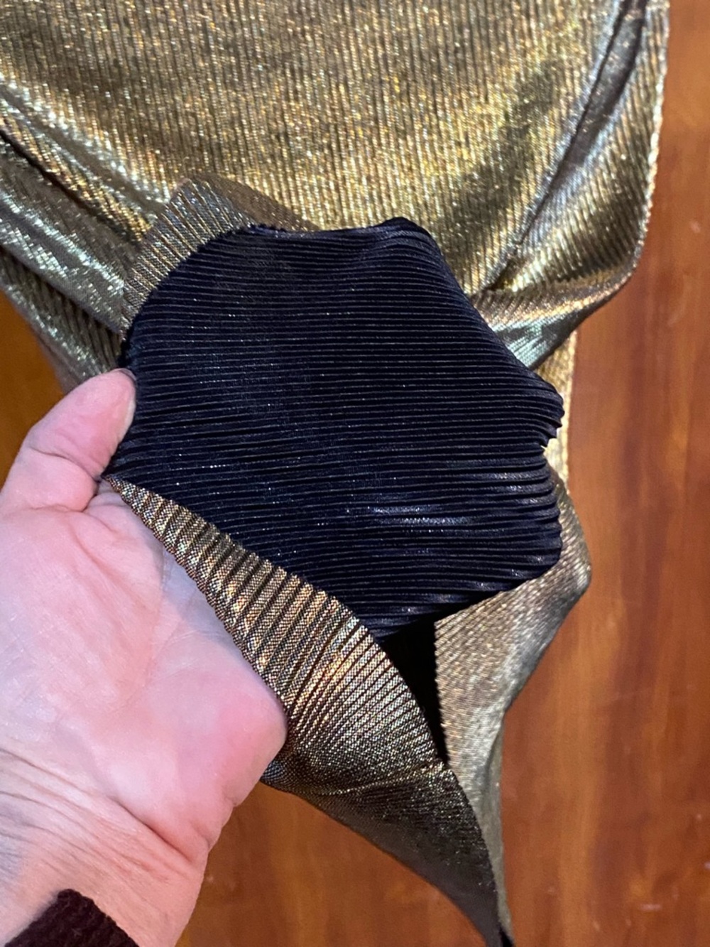 NWOT “BooHoo Night” party slip dress, metallic gold over black ribbed stretch, 4 - Picture 5 of 10